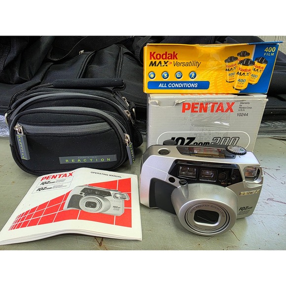 Pentax Other - Pentax IQZoom 200 35mm Film Camera with Travel Case, Manual and Kodak Film